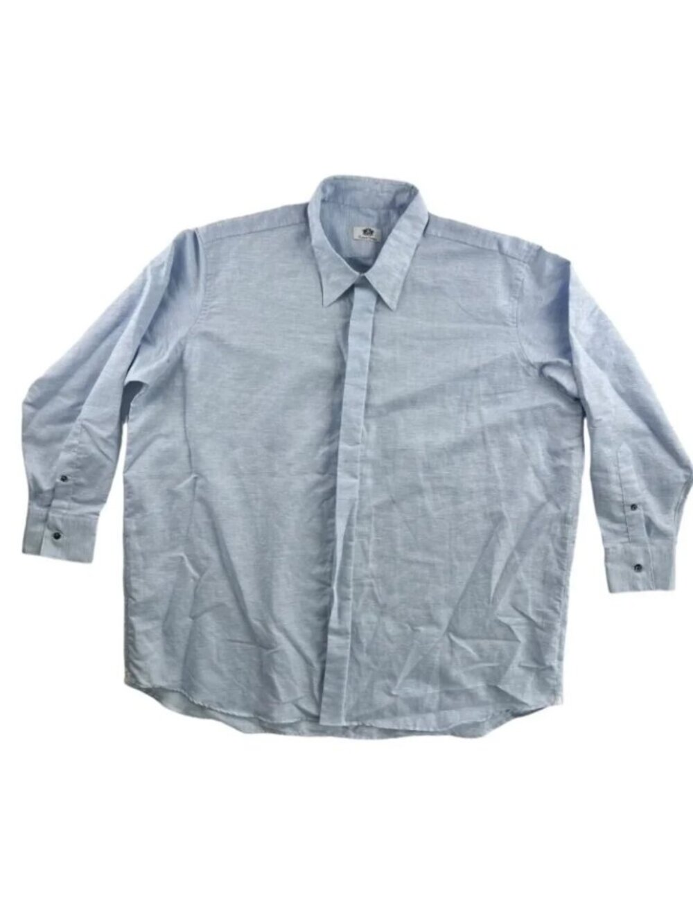 Report Oxxford Clothes Men's Powder Blue Linen Blend Button-Down Shirt • 2XL